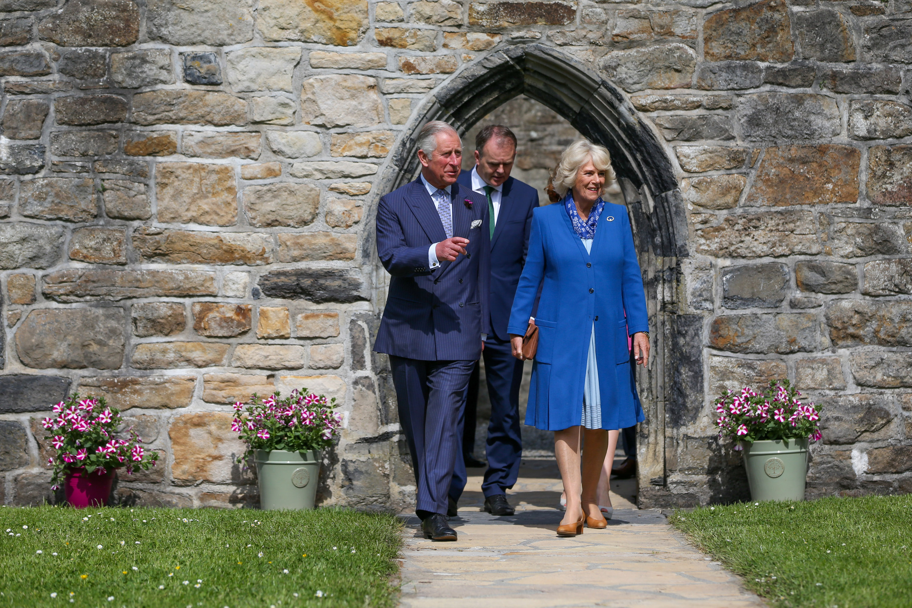 MAXWELLS DUBLIN, IRELAND Visit to Ireland by The Prince of Wales and the Duchess of Cornwall. Donegal, Ireland. Pic Shows: HRH The Prince of Wales and the Duchess of Cornwall at  Donegal Castle.  PIC: NO FEE, MAXWELLPHOTOGRAPHY.IE