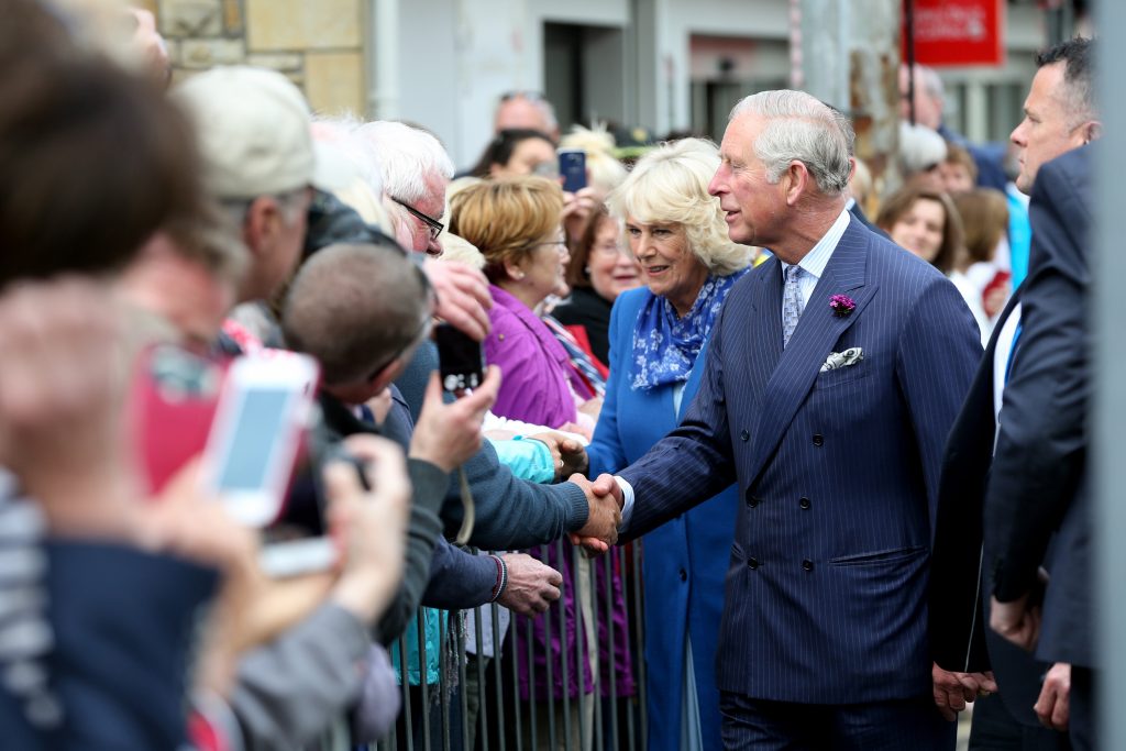 25/05/2016 NO REPRO FEE, MAXWELLS DUBLIN, IRELAND Visit to Ireland by The Prince of Wales and the Duchess of Cornwall. Donegal, Ireland. Pic Shows: HRH The Prince of Wales and the Duchess of Cornwall meeting the public in Donegal Town. PIC: NO FEE, MAXWELLPHOTOGRAPHY.IE