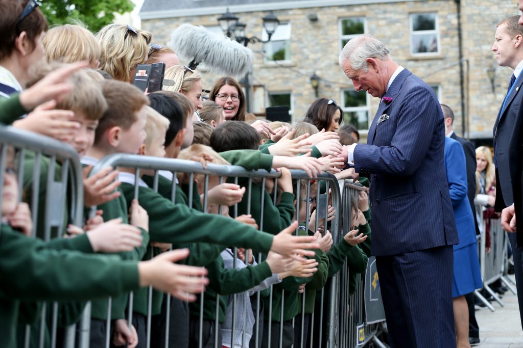 25/05/2016 NO REPRO FEE, MAXWELLS DUBLIN, IRELAND Visit to Ireland by The Prince of Wales and the Duchess of Cornwall. Donegal, Ireland. Pic Shows: HRH The Prince of Wales meeting the public in Donegal Town. PIC: NO FEE, MAXWELLPHOTOGRAPHY.IE