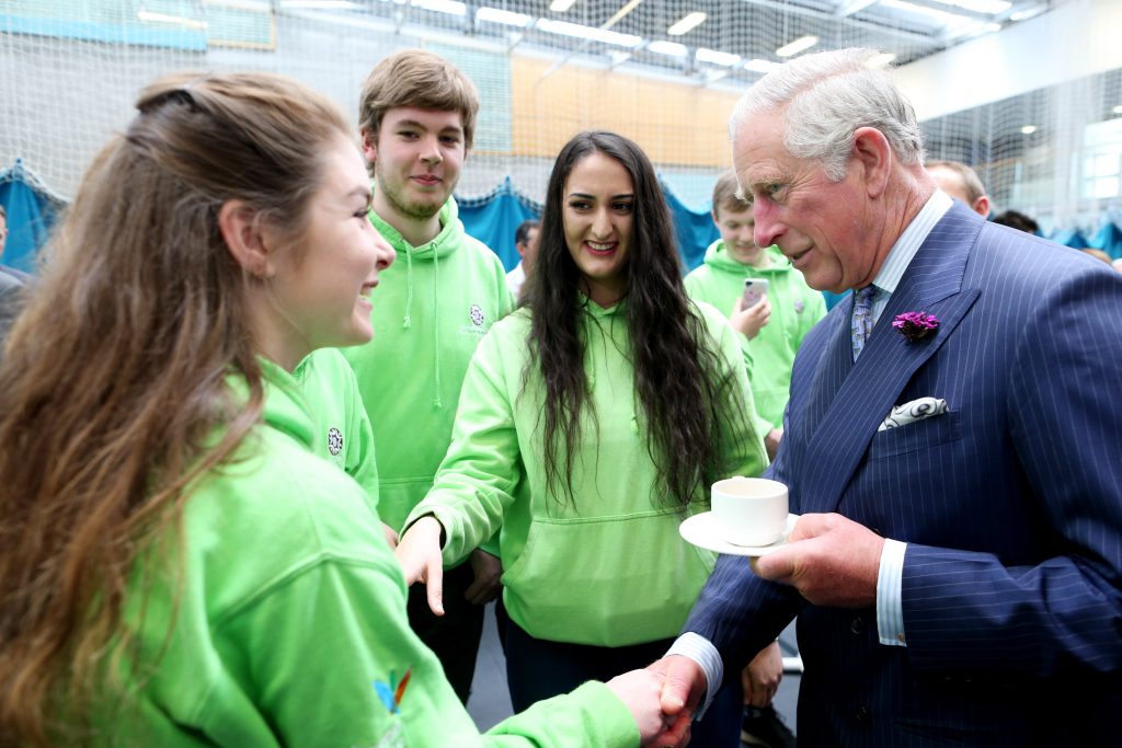 25/05/2016 NO REPRO FEE, MAXWELLS DUBLIN, IRELAND Visit to Ireland by The Prince of Wales and the Duchess of Cornwall. Donegal, Ireland. Pic shows HRH The Prince of Wales meeting students of Letterkenny Institute of Technology in An Dánlann Sports Centre PIC: NO FEE, MAXWELLPHOTOGRAPHY.IE