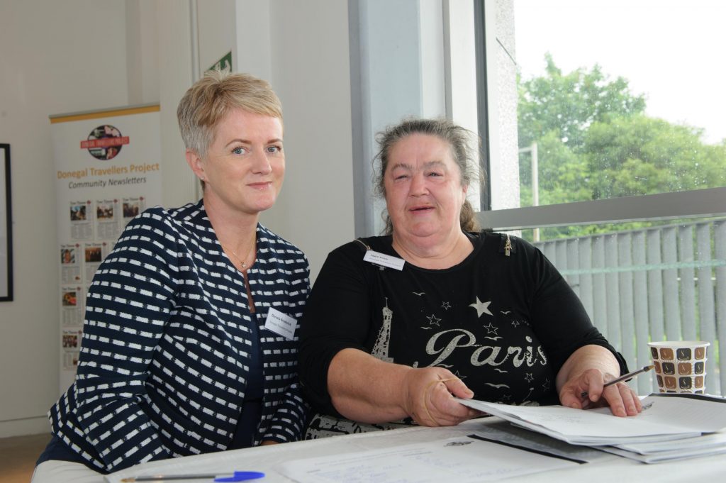 Dervala Broderick and Aggie Boyle at the Donegal Traveller Project 20th Anniversary event in the Regional Cultural Centre. Photo Clive Wasson