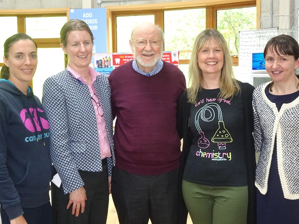 The science teachers with Professor Campbell; perhaps one of their pupils will be the next Nobel Prize winner?