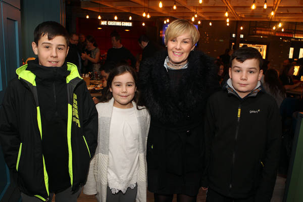 Scott, Alex, Elliot Thompson with mum Lorraine at the the opening of back Stage Letterkenny.