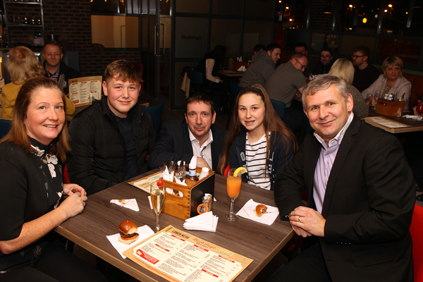 Patrick Annette, Alisha and Eddie Tobin with Mark Doherty at the opening of Backstage in Letterkenny on Monday night.