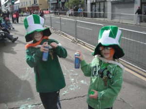 This is a photo of James and his brother Connor Gallagher waiting for the parade in Letterkenny.They have just discovered silly string and wanted to spay everyone passing today 