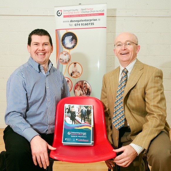 Make sure you book your seat! – Joe Mangan of Mangan Tours and Michael Tunney, CEO of Donegal County Enterprise Board pictured as details were unveiled of this year’s line up of events for Enterprising Donegal Business week from Monday March 4 to Friday March 8. All events are free, but registration is required by sending an e.mail to: register@donegalenterprise.ie