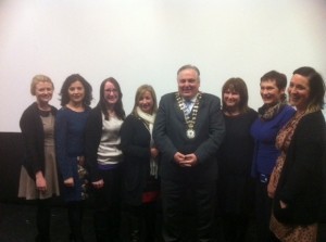 Frankie's Angels! The ladies behind the Donegal Diaspora website along with Mayor Frank McBrearty at today's launch