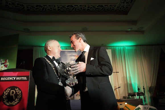Martin McGettigan - President of Donegal Association Dublin presenting Jim McGuinness with Donegal Person of the Year award  x 2
