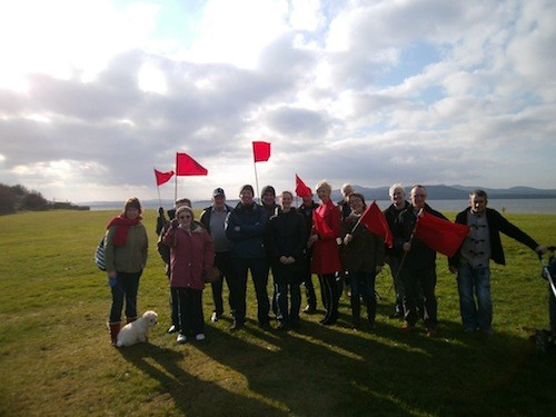 Members of the Red Flag Protest group in Buncrana