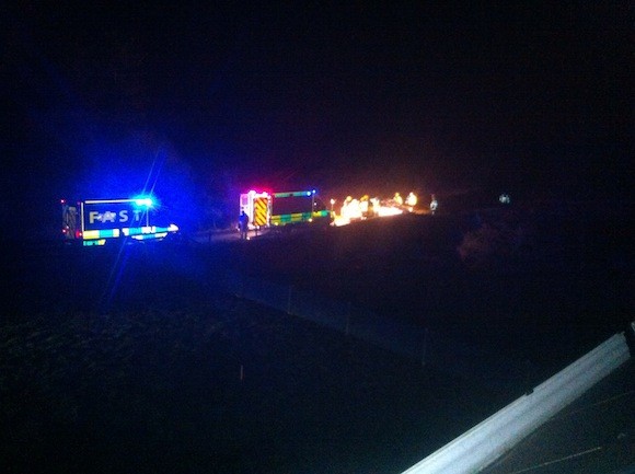 The emergency services at the scene of the crash at Kirkstown