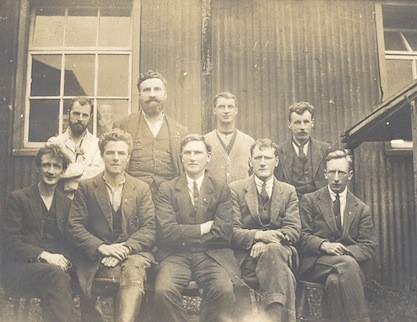First photo is of the No. 1 Compound Staff Officers - Front row (L-R) Art O'Donnell, Mossie Donegan, Joseph McGrath, Dr. Richard Hayes, Dr. T.F. O'Higgins - Back row (L-R) Thomas Meldon, Barney O'Driscoll, Thomas Treacy, D. Hogan.