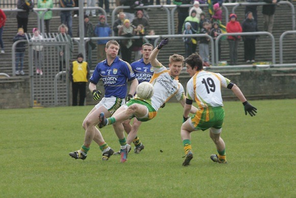Ross Wherity in action for Donegal against Kerry today