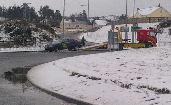 The scene of the crash at Mountain Top, Letterkenny, earlier