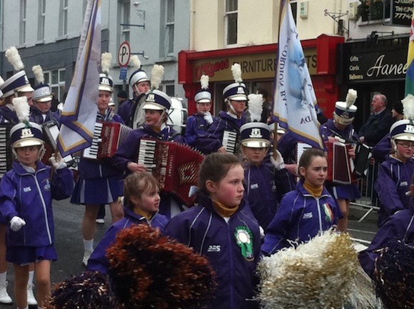 One of the many marching bands in the Letterkenny parade this afternoon