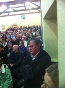 Danny Lafferty (foreground) ponders the future as he receives huge support from locals in Creeslough