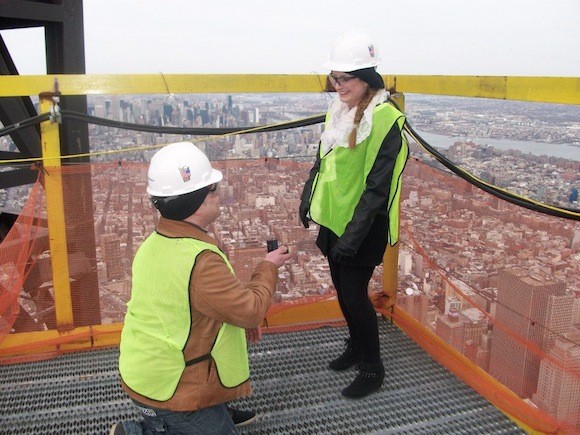 Marty gets down on bended knee to propose to Linda at 1,776 ft!