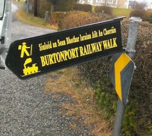 The damaged sign at Acres, Burtonport