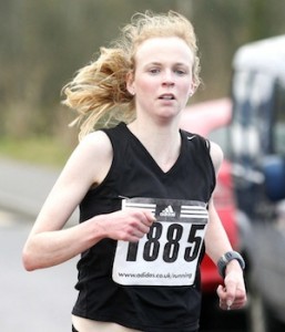Finnoula Diver of Letterkenny AC on her way to victory in the Run Donegal 5K Road Race at the Finn Valley AC this morning. Pic by Gary Foy