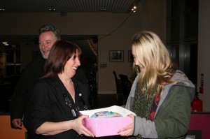 Saoirse gets a birthday cake from Patricia Toye from Patti Cakes