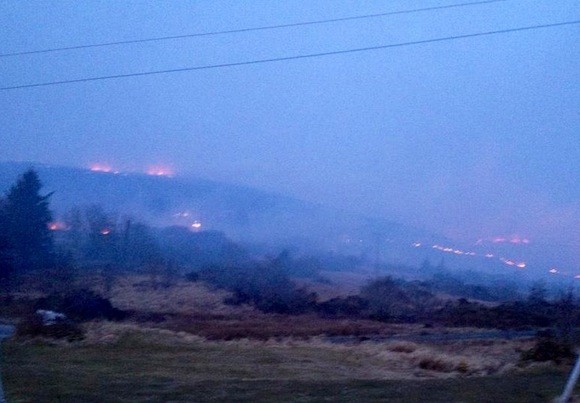 The fire rages in Annagry this morning. Pic courtesy of Paddy Barry.