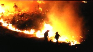 The fire burns close to Loughanure village