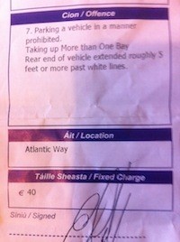 The €40 parking ticket for obstruction!