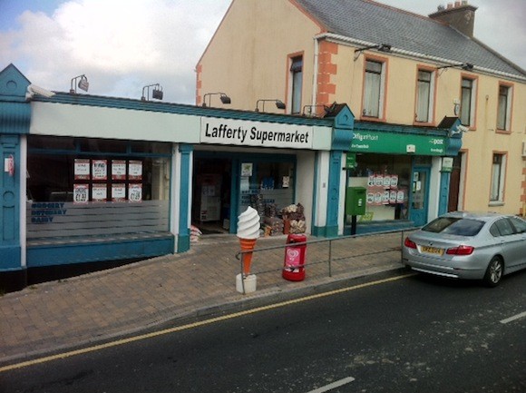 Danny Lafferty's supermarket in Creeslough this afternoon
