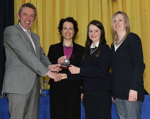 Erin Mallon receives her Best Junior Cert award for 2012