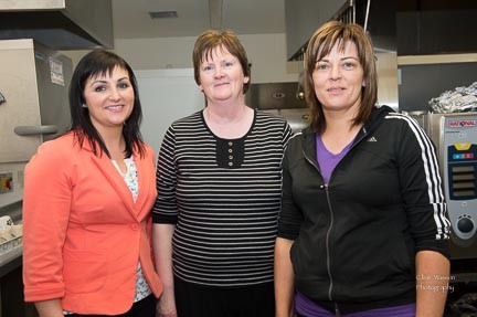 Cathy McGlynn, Mary Gallagher and Sharon Marley at the Charlie Mor McMenamin and Paddy Ward Tractor Run for Clogan and Finntown Day centers on Sunday last.  Photo:- Clive Wasson