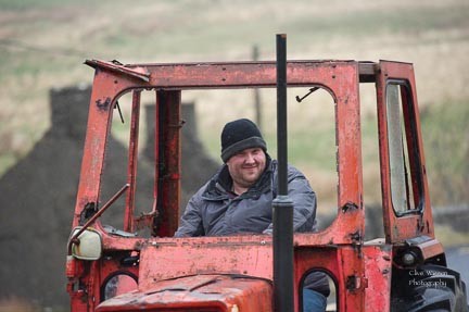 Andrew Buchanann at the Charlie Mor McMenamin and Paddy Ward Tractor Run for Clogan and Finntown Day centers on Sunday last.  Photo:- Clive Wasson