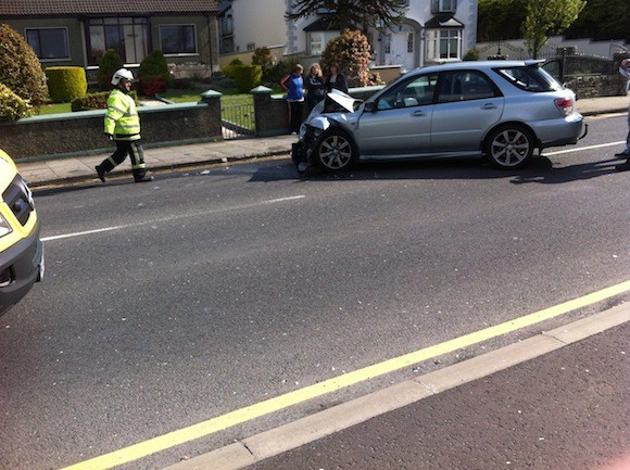 The crash scene at Letterkenny this morning