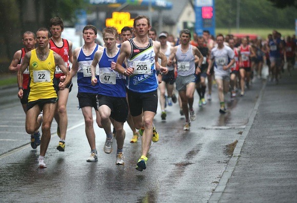 Pauric Mc Kinney, Patrick Heinz-Foy and Dean Toland are among this group at the start of the Lifford 5K - GARY FOY PICTURES