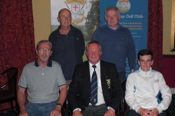 Mc Ginley Motors Open prizewinners: standing, John O' Doherty and Tom Tom Mc Donagh; seated, l-r; Sean Gilroy, Henry Mc Cahey, captain and Christopher Duffy.