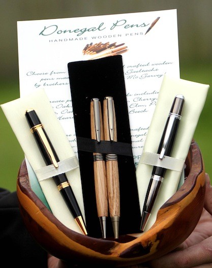 Pens fit for a President....The four pens made by West  Donegal brothers Ronan, 16, and Conor Mc Garvey, 13, for the Obama family during their Irish visit.