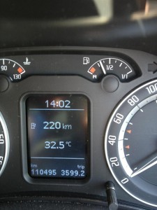 We've hit the hot one! The thermometer is this car shows how hot it is. Pic by Brendan Orr.