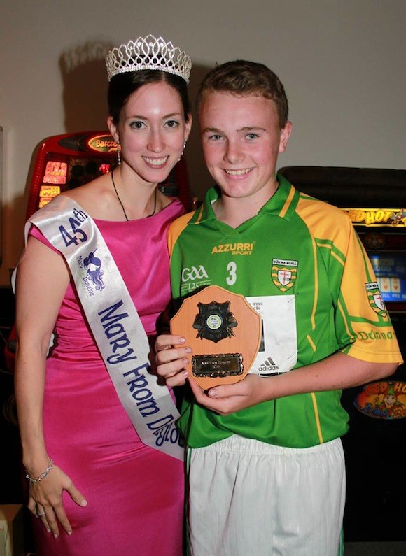 Winner of the Junior Boys Jamie Mc Gee, Annagry pictured with 2012 Mary from Dungloe Megan O Donnell