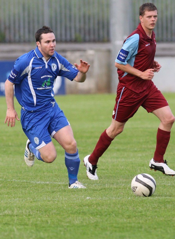 Mark Forker starts off another Finn Harps attack against Cobh Ramblers. Pic: Gary Foy
