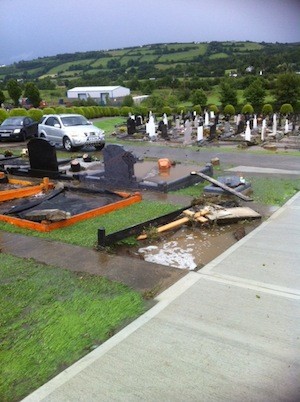 Some of the damaged graves at Conwal Graveyard. Pic copyright Donegal Daily.