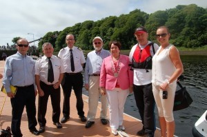 Mayor Patricia Callaghan with Paul O Sullivan ( RNLI), Eamon Brogan & Daniel Ward (Waterbus) Jackie Irwin (RNLI) John McGroary (Donegal Coastal Rowing Association) Deborah Bonner ( Donegal Town Rowing Club)