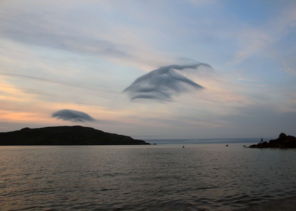 Some odd looking cloud formations over Portnablagh: Pic Fred Aicken Donegaldaily.com