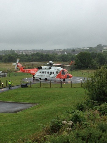 Minister Lynch is taken by helicopter from Letterkenny bound for Cork this evening.