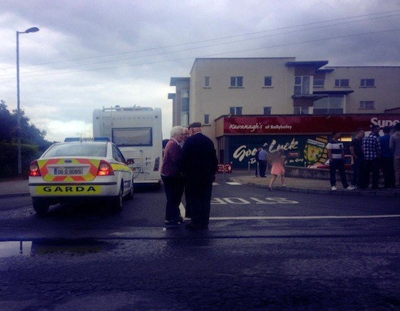 Caravans attempt to move into the supermarket car-park in Ballybofey