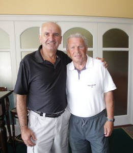 Broadcaster Charlie Collins with Johnny Giles.