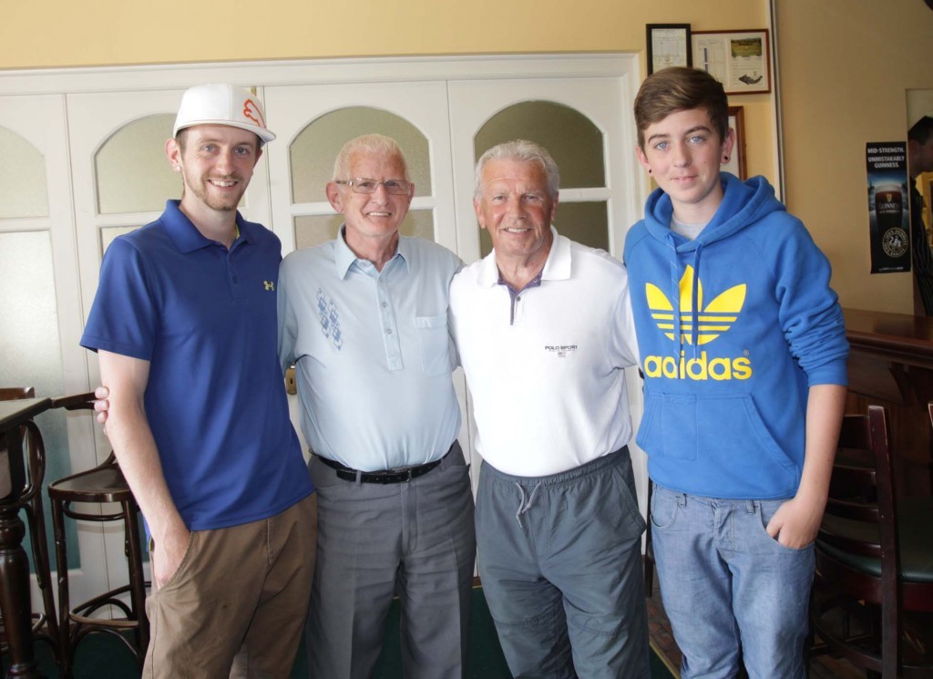 Soccer legend Johnny Giles with Liam Blake and Liam's grandsons.
