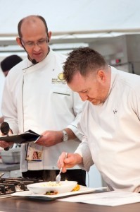Gary, right, preparing some food with Donegal's Community Chef Brian McDermott at the Taste of Donegal Food Festival. 