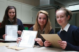 Crana College girls Nicole Henderson Alison Duffy and Lauren McGonigle after recieving their excellent Junior Cert results