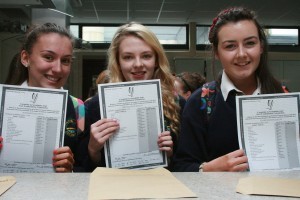 Rosemarie Fullerton, Michaela Bradley and Ciara McColgan over the moon with their Junior Cert results in Crana College