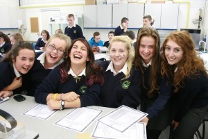 Some very happy girls after receiving their Junior Cert results