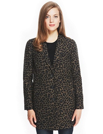 M&S  Collection Notch Lapel Animal Print Coat with Wool €125.00 