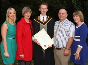 John Long from Castlefin with his parents Trevor and Gillian and sisters Lorna and Jennifer when he graduated from LYIT this week.